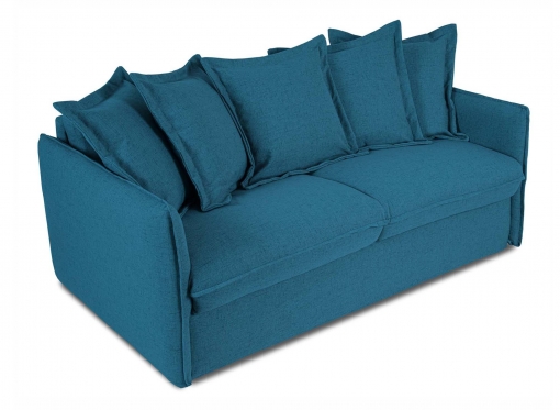 Canapé convertible 3 places en tissu bleu turquoise déhoussable TOSCA