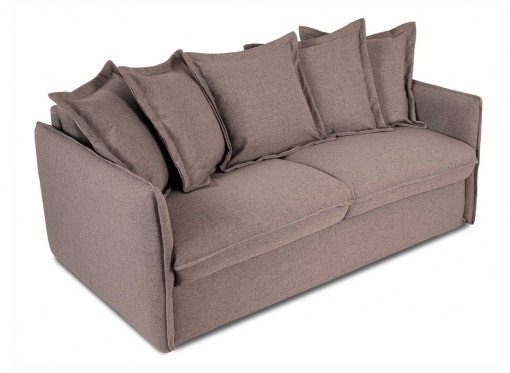Canapé convertible 3 places en tissu marron clair déhoussable TOSCA