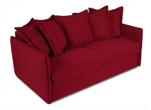 Canapé convertible 3 places en tissu rouge déhoussable TOSCA