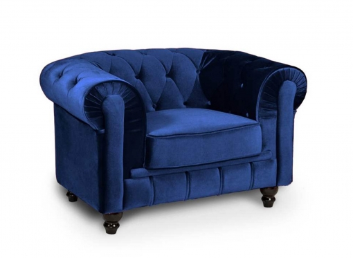 Fauteuil velours bleu CHESTERFIELD