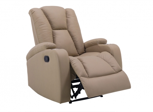 Fauteuil relax en tissu microfibre beige CLARENCE