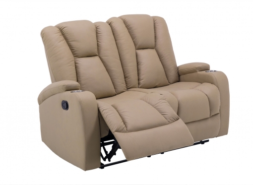 Canapé 2 places relax en tissu microfibre beige CLARENCE