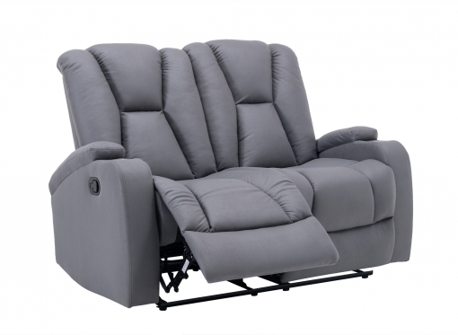 Canapé 2 places relax en tissu microfibre gris CLARENCE