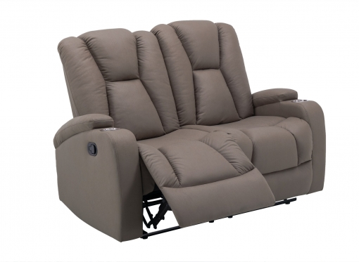 Canapé 2 places relax en tissu microfibre marron CLARENCE