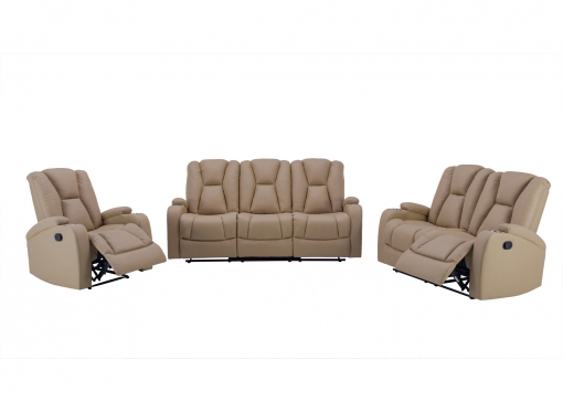 Ensemble canapé relax 3+2+1 places en tissu microfibre beige CLARENCE