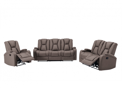 Ensemble canapé relax 3+2+1 places en tissu microfibre marron CLARENCE