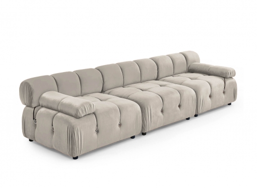 Canapé 3 places en velours beige BULMA