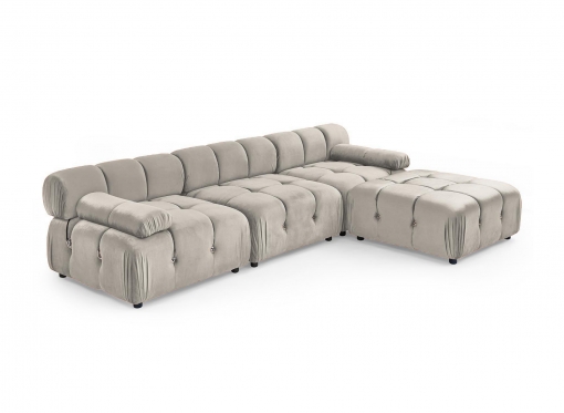Canapé d'angle réversible en velours beige BULMA