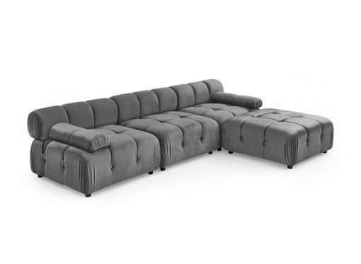 Canapé d'angle réversible en velours gris BULMA