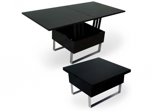 Table basse relevable multifonction Woods laqué Noir
