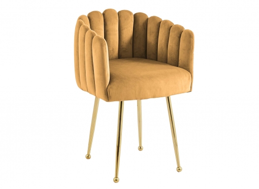 Chaise en velours moutarde pieds en métal doré HAYDEN