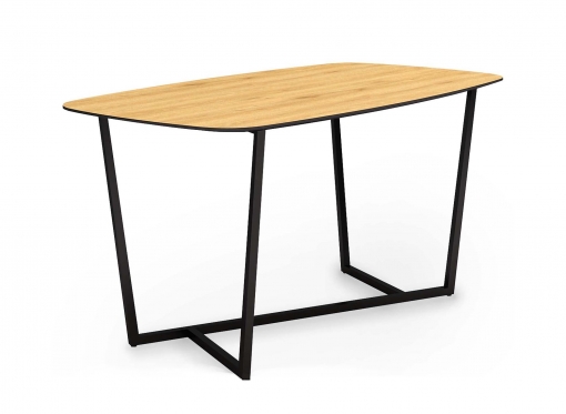 Table à manger design industriel en bois et métal noir 6 personnes ALANIS