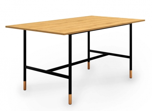 Table à manger design industriel en bois et métal noir 6 personnes LIZEA