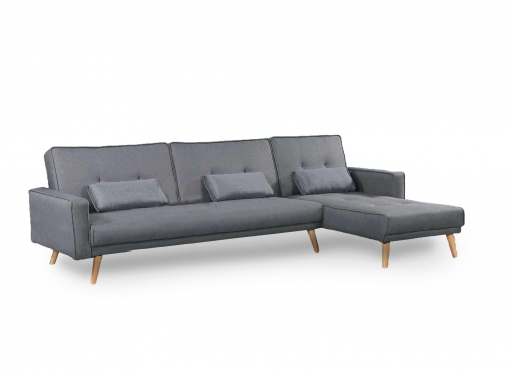 Canapé d'angle convertible modulable en tissu gris CLEA Angle Droit