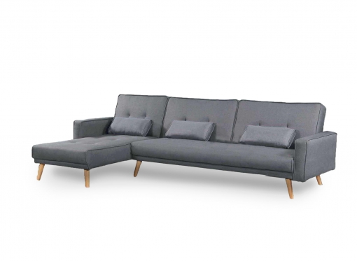 Canapé d'angle convertible modulable en tissu gris CLEA Angle Gauche