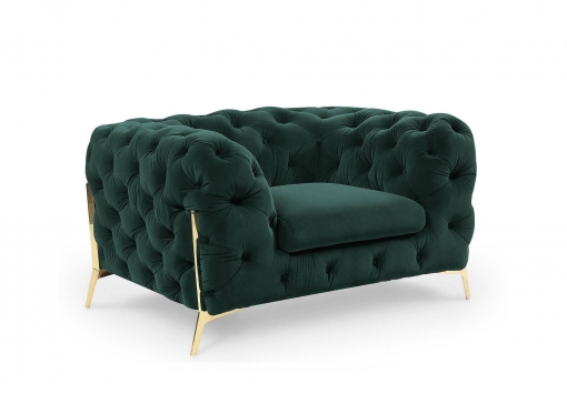 Fauteuil capitonné chesterfield velours vert CARMEN