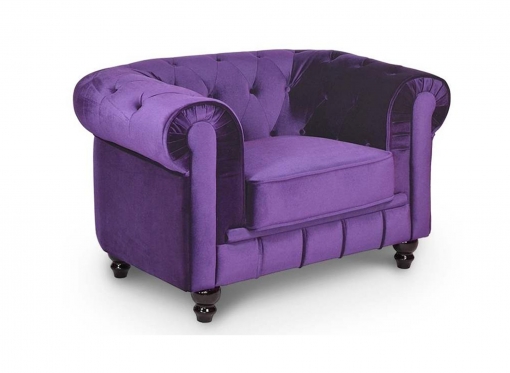 Fauteuil velours Violet CHESTERFIELD