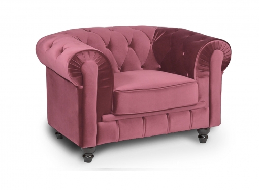 Fauteuil velours rose CHESTERFIELD
