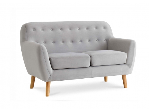 Canapé scandinave 2 places tissu velours gris VIKY