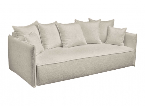 Canapé convertible 3 places avec coffre peau de mouton beige OVELA