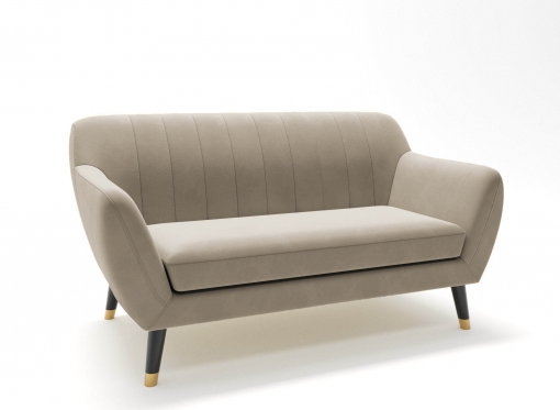 Canapé scandinave 2 places en tissu velours beige PANDORA