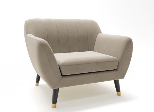 Fauteuil scandinave en tissu velours beige PANDORA