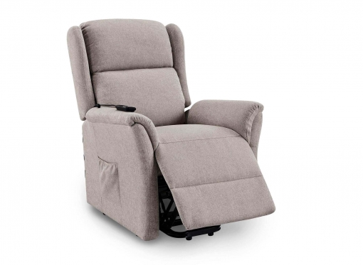 Fauteuil releveur relax en tissu beige à commande électrique PETER