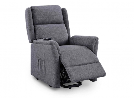 Fauteuil releveur relax en tissu gris à commande électrique PETER