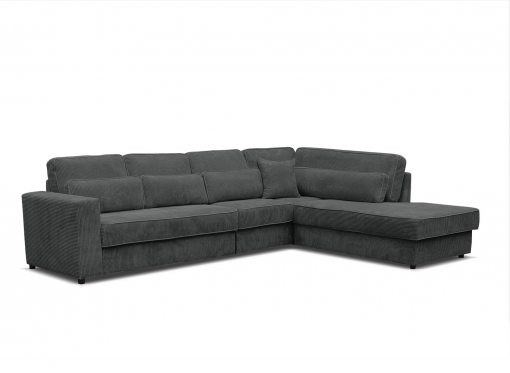 Canapé d'angle en velours côtelé gris foncé COUNTRY XL - Angle droit