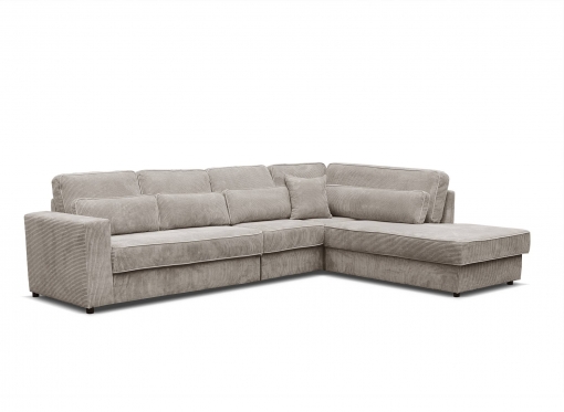 Canapé d'angle en velours côtelé beige COUNTRY XL - Angle droit