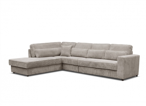 Canapé d'angle en velours côtelé beige COUNTRY XL - Angle gauche