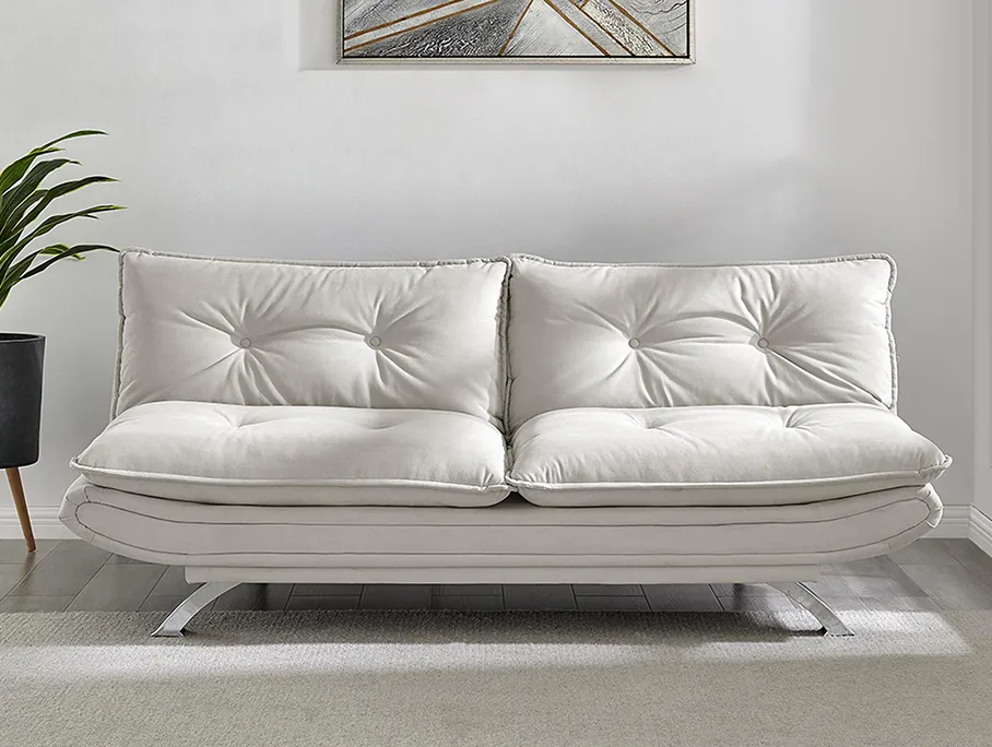 Canapé clic clac 3 places en tissu beige APOLINE
