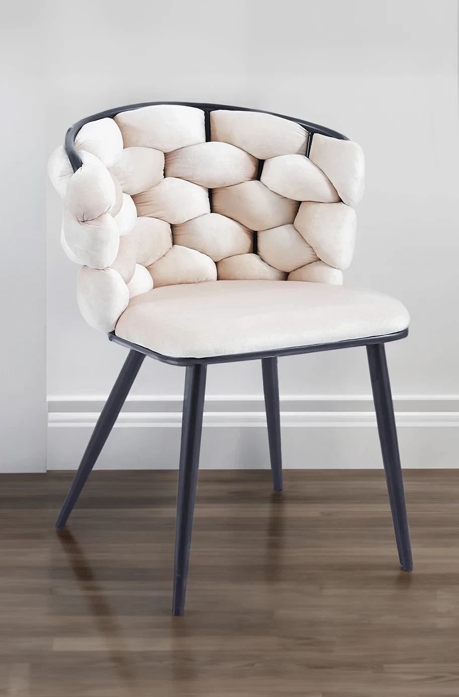 Lot de 2 chaises en velours beige pieds en métal noir CECILE