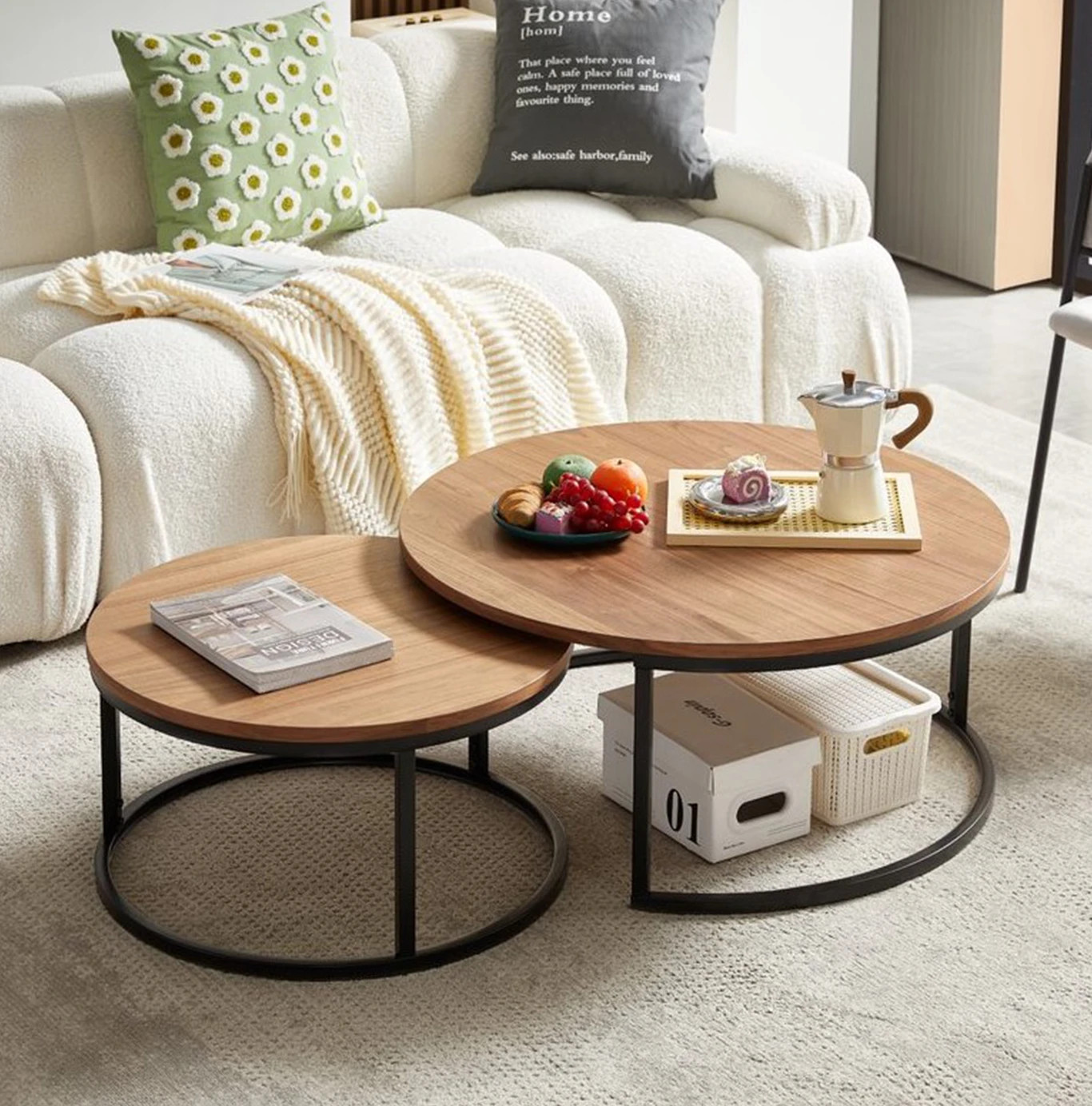 Lot de 2 tables basses gigognes rondes design GEORGIA