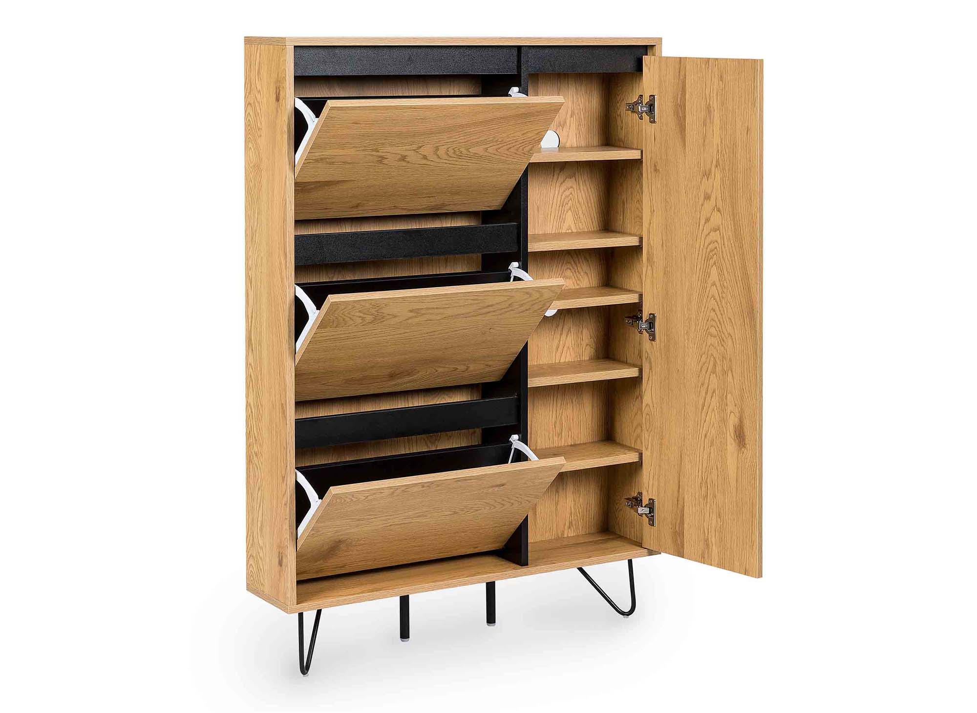Meuble à chaussures avec 3 tiroirs et 1 porte DARINA en bois