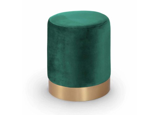 Pouf rond en métal doré et velours vert FLOYD