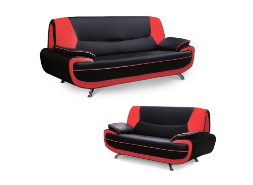 Canapé 3+2 places noir et rouge Marita