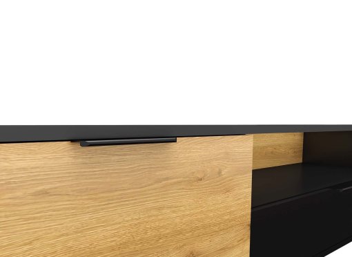 Meuble TV 1 tiroir 1 porte en bois et métal noir TAMARA