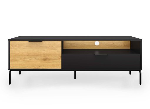 Meuble TV 1 tiroir 1 porte en bois et métal noir TAMARA