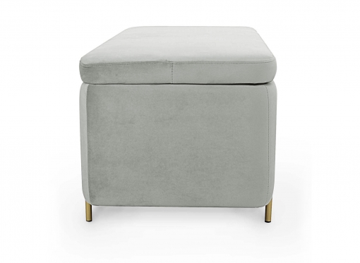 Banquette avec rangement en velours gris et métal doré KENZO