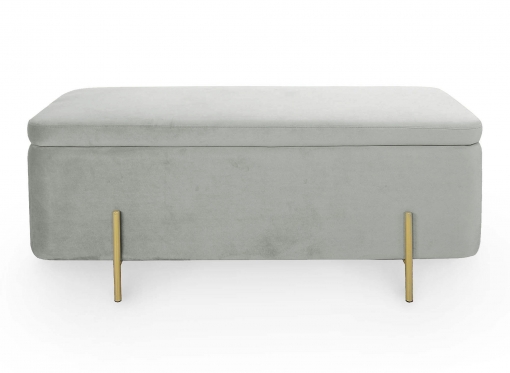 Banquette avec rangement en velours gris et métal doré KENZO
