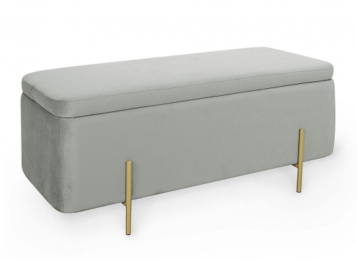 Banquette avec rangement en velours gris et métal doré KENZO