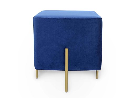 Pouf carré en velours bleu et métal doré KENZO
