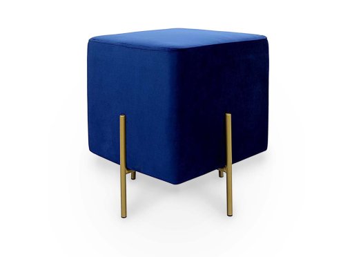 Pouf carré en velours bleu et métal doré KENZO