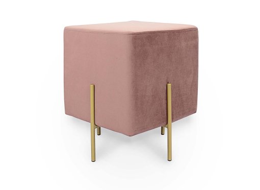 Pouf carré en velours rose et métal doré KENZO