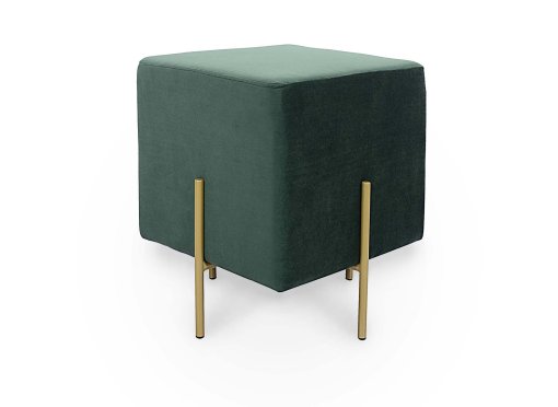 Pouf carré en velours vert et métal doré KENZO