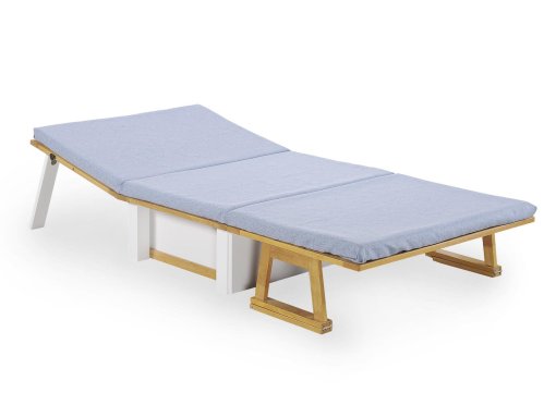 Lit mezzanine 90x190 cm avec bureau chauffeuse et rangements en bois et blanc ARMAND