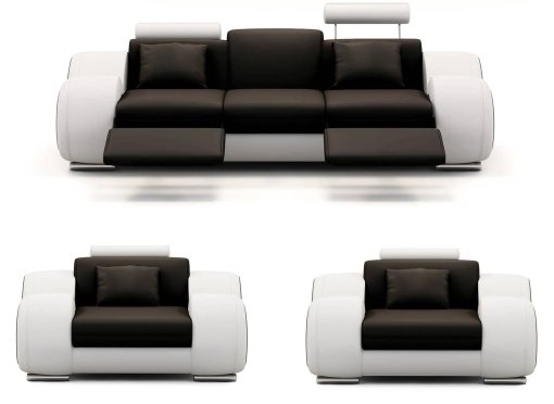 Ensemble canapé relax 3+1+1 places noir et blanc design OSLO