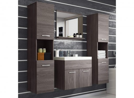 Ensemble meubles salle de bain design suspendu XL - Wengé HARMONY
