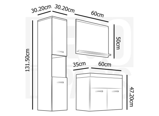 Ensemble meubles salle de bain design suspendu - Wengé HARMONY